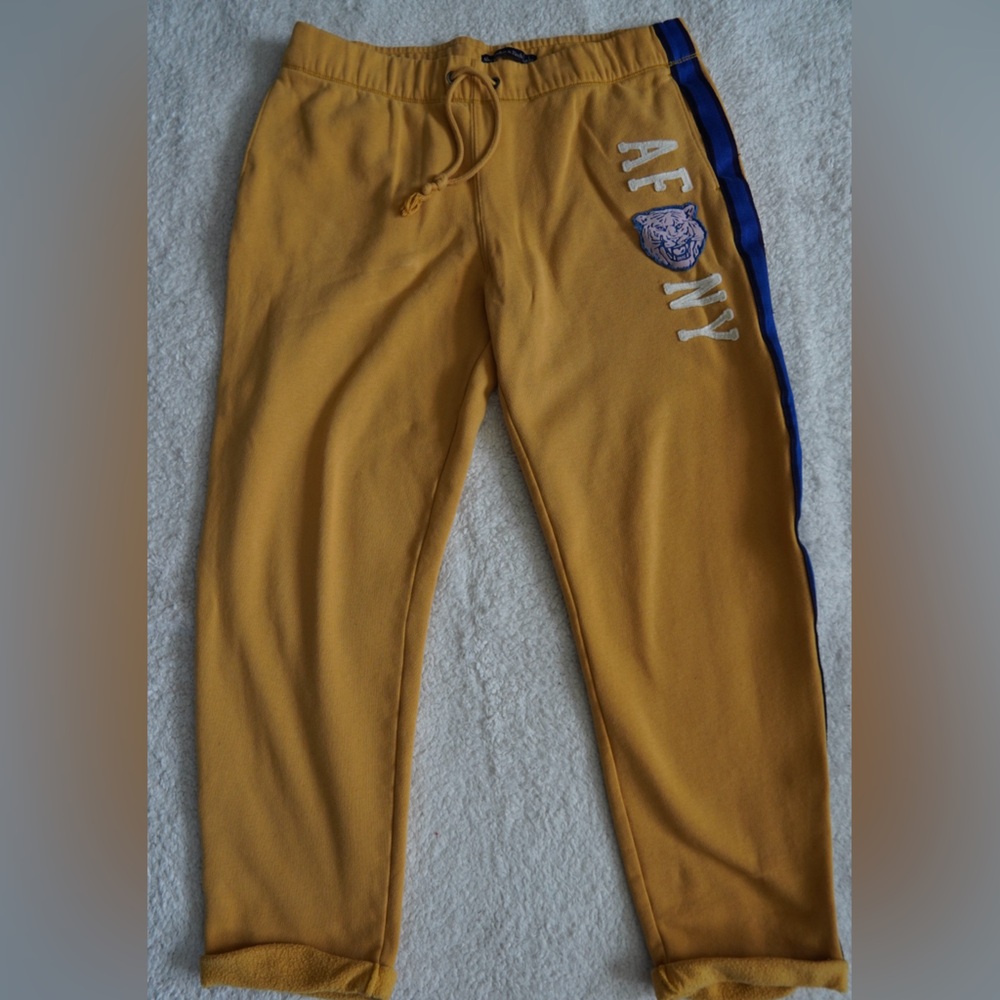Abercrombie & Fitch Yellow Blue stripe New York Jogger sweatpants size L
